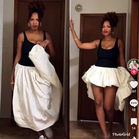 Target Future Collective Sleeveless Contrasting Knit Ankle Dress in Cream Black - Picture 3 of 10